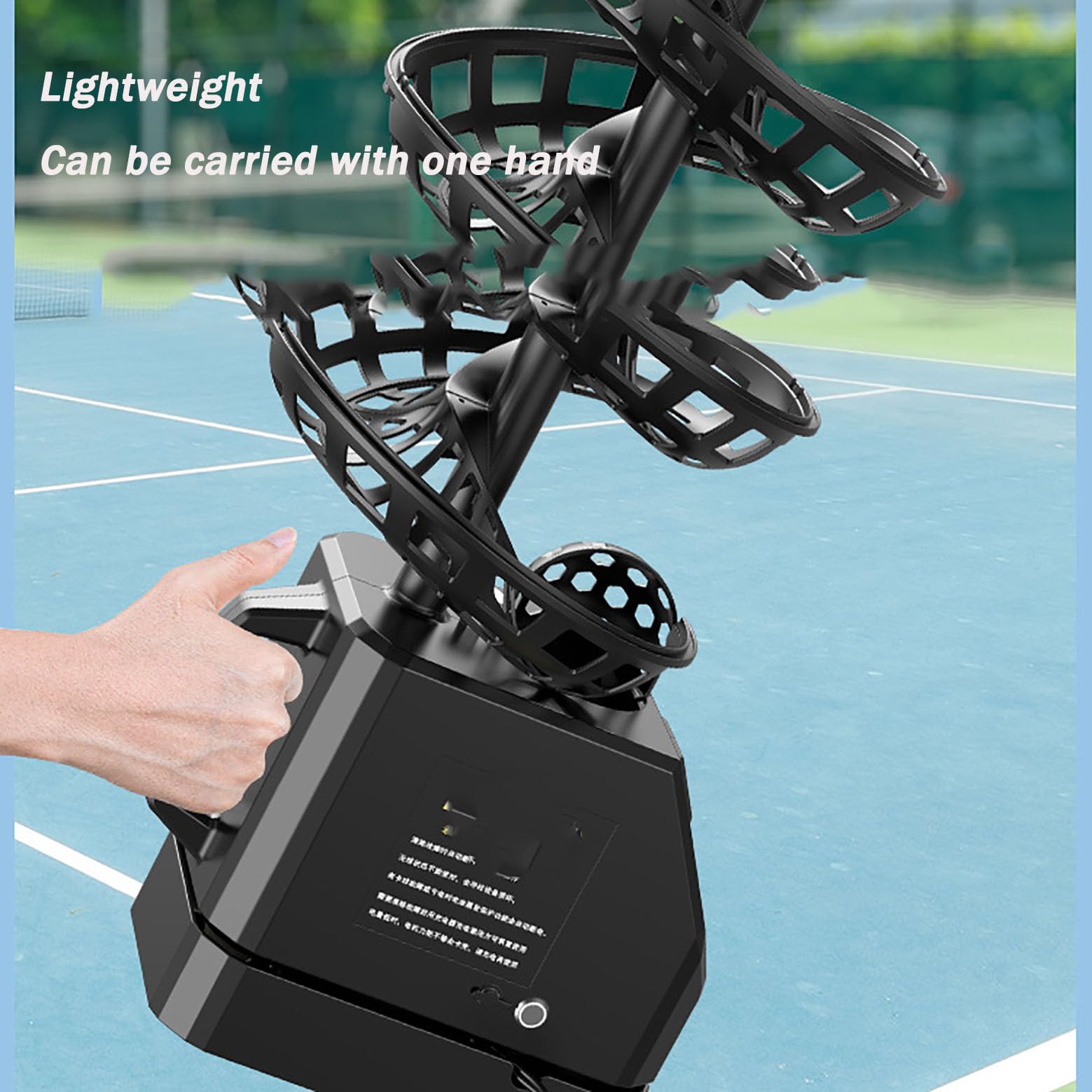 Macchina portatile per palline da tennis, per giocatore singolo, può essere agitata/controllata a distanza/frequenza regolata da tennis/pickleball, per adulti e bambini, capacità di 33 palline