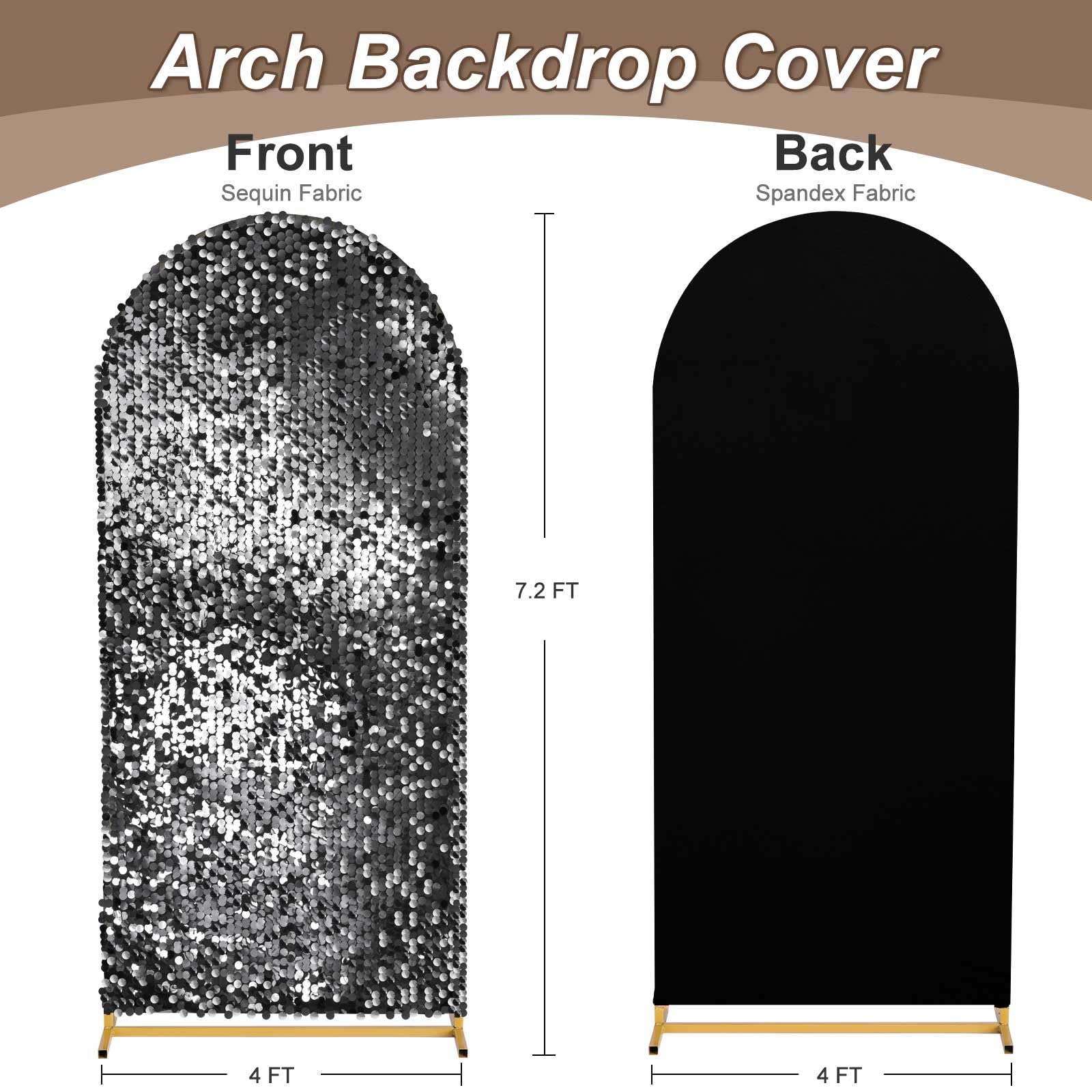 Copertura per sfondo con paillettes nere, 2 m: copertura per arco in tessuto Payette glitterato per feste di compleanno e baby shower