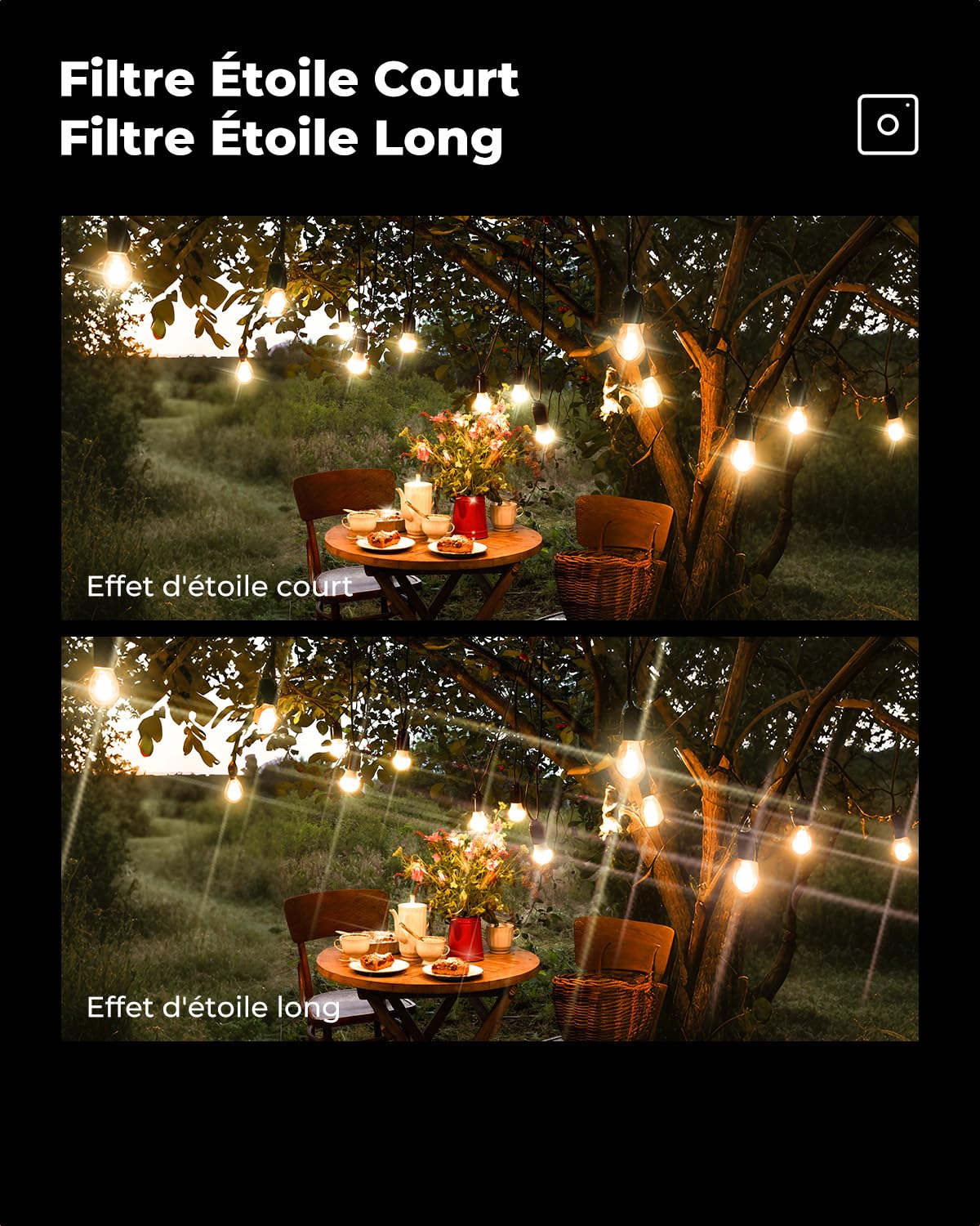 K&F CONCEPT Filtre Étoile 4 Points 77mm Effet Star Court et 3 Chiffon | pour Photo de Nuit d'environnements Lumineux ou Bijoux,Nano-revêtement,Verre optique,Cadre CNC Antidérapant,K Série,FE307
