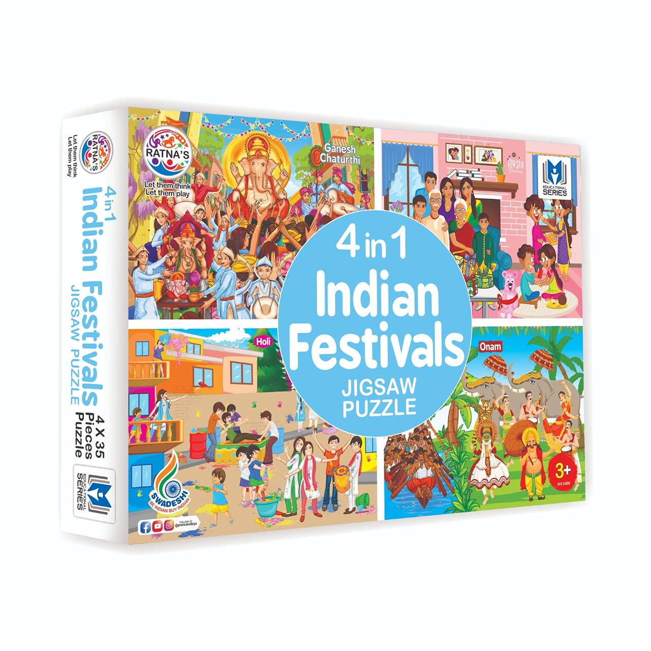 Ratna's 4 in 1 Indian Festivals Jigsaw Puzzle for Kids | 4 Jigsaw Puzzles with 35 Pieces Each for Festivals Like Ganesh Ch... - Review, Price and Buying Guide