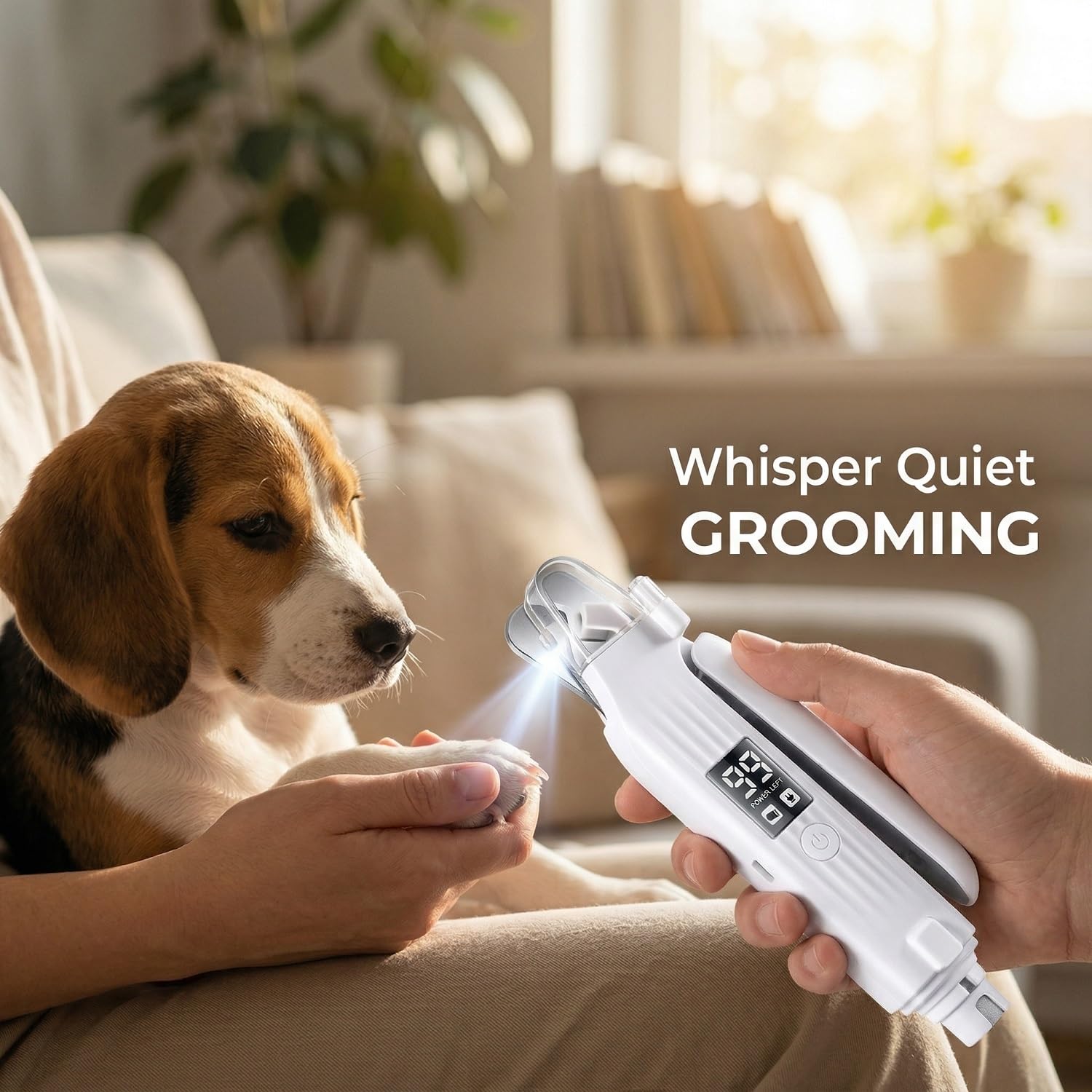 Cortaúñas y amoladora LED 2 en 1 para gatos y perros, cortaúñas eléctrico de bajo ruido con luz de seguridad, herramienta recargable de aseo para mascotas pequeñas y medianas