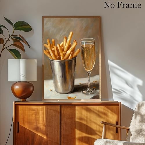 Miniatura 3 de Arte de pared vintage para cocina, póster de cóctel de moda, Martini y papas fritas, impresiones de carrito de bar, lienzo de cóctel retro, imagen