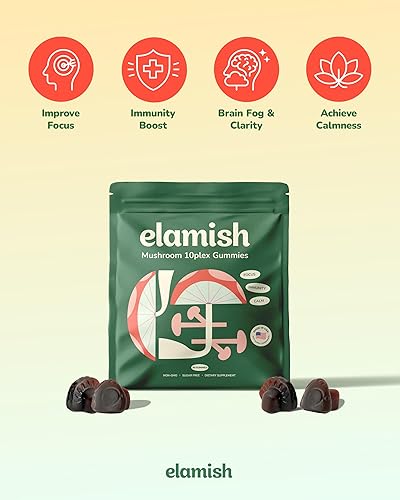 Miniatura 3 de Gomitas de hongos  Enfoque, inmunidad y calma  Mezcla funcional de hongos 10 plex  Sin azúcar, sin OMG, sabor natural de fresa  Hecho en Estados