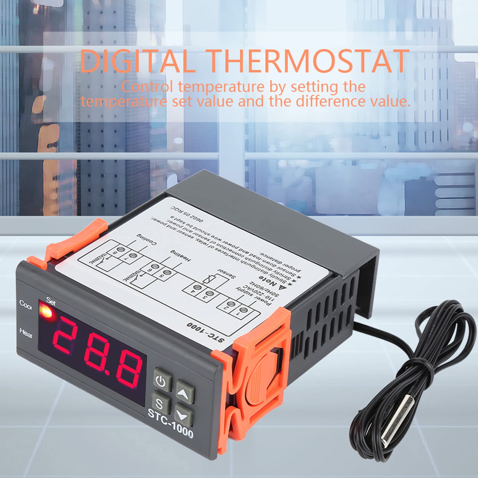 Termostato Digital STC-1000 Para Acuario | Rango -50°C A +110°C | 220V, Control Calefacción/refrigeración | Para Acuarios, Incubadoras, Neveras