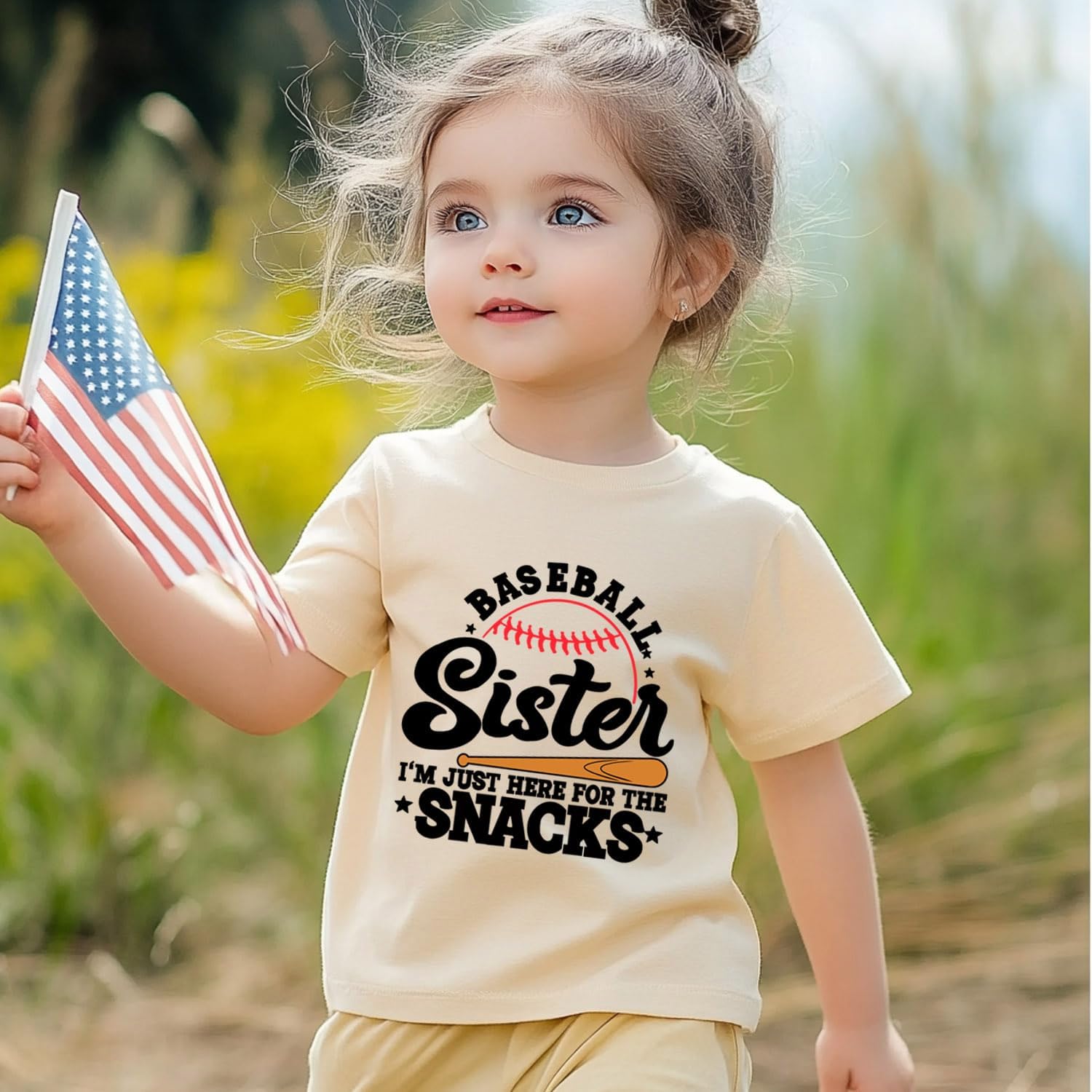 Kids Baseball Shirt Girls Funny Baseball Sister Graphic T-Shirt Summer Short Sleeves Tee Tops Clothes 2-7 Years