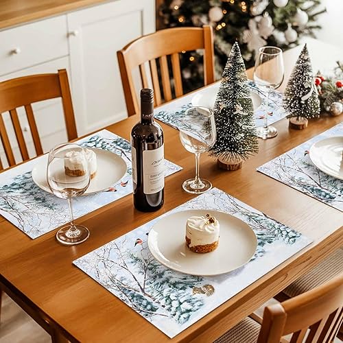 Vista 173 de Juego de 6 manteles individuales rojos para el día de San Valentín, diseño de corazón de San Valentín, resistentes al calor, lavables, manteles