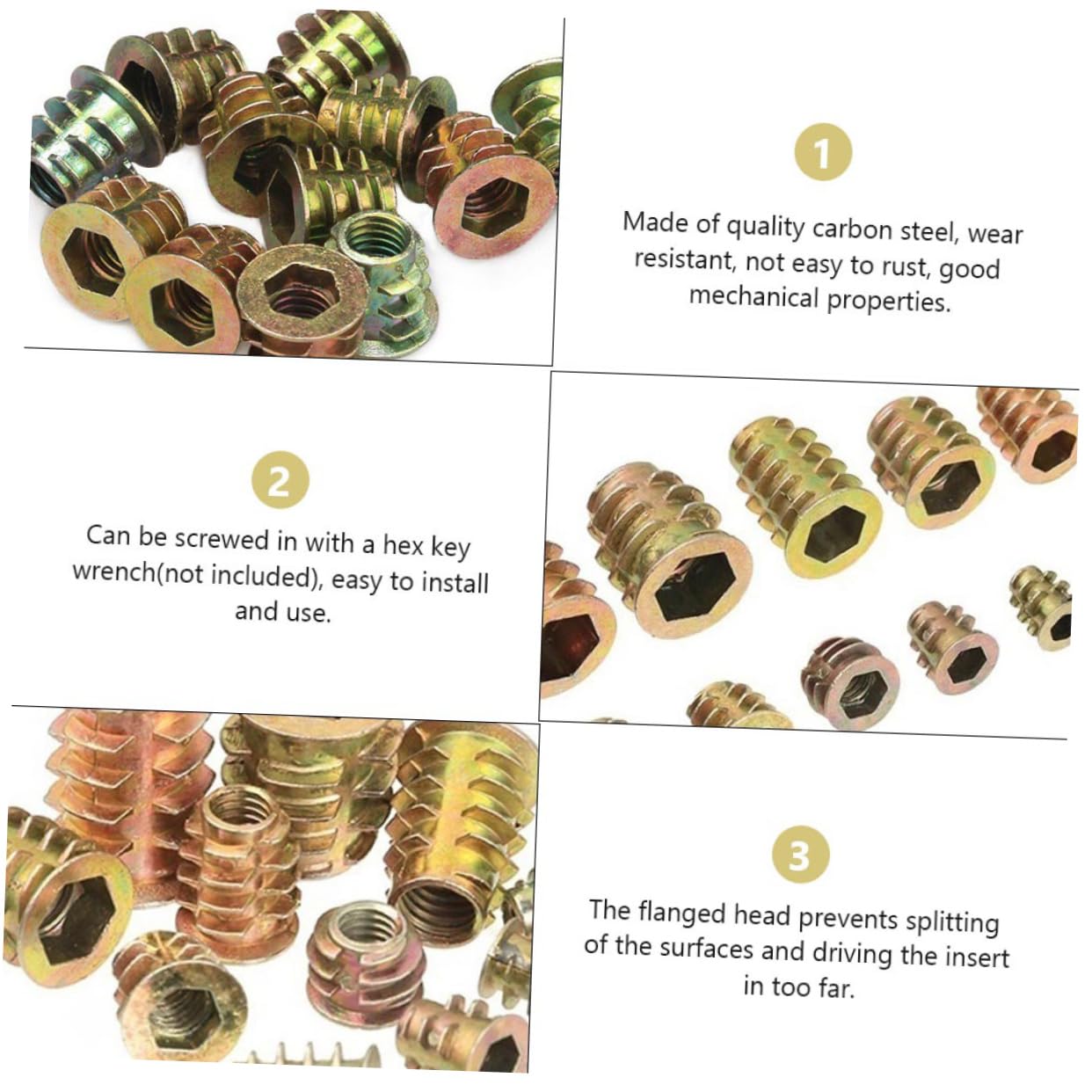 ULTECHNOVO 460pcs Nuts for Wood Furniture Socket Inserts with Excellent Stability and Tensile Resistance Easy Installation for Applications