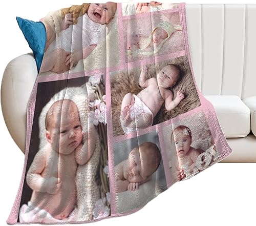 Miniatura 2 de AXKEUDO Manta Personalizada con Foto y Texto Ropa de Cama Personalizada Mantas de Franela Polar para Familia Cumpleaños Boda Regalo Se Adapta a Sofá