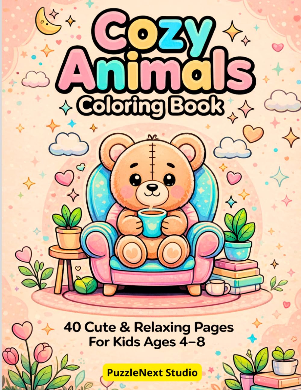 COZY ANIMALS: 40 CUTE & RELAXING PAGE FOR KIDS AGES 4-8 (PuzzleNext Studio Collection)