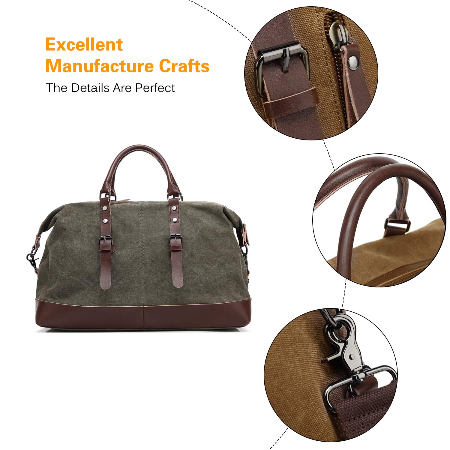 FANDARE Borsone da Viaggio di Tela Borsa da Viaggio Borsoni Tote da viaggio per Uomo Donna Borsone Palestra per Viaggi Multi-compartimenti Sacchetto di Toeletta per Viaggi Palestra Shopping Army Green