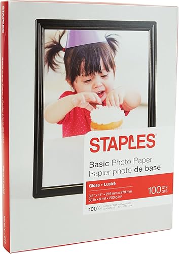 Miniatura 2 de Staples Papel fotográfico brillante básico de 8.5 x 11 pulgadas, paquete de 100 unidades