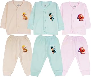 CUTE LANDINGS 0-3|3-6|6-9 & 9-12 Months New Born Baby Girls and Boys Front Open Full Sleeves Hosiery Jhablas and Rib Pajam... Price In India
