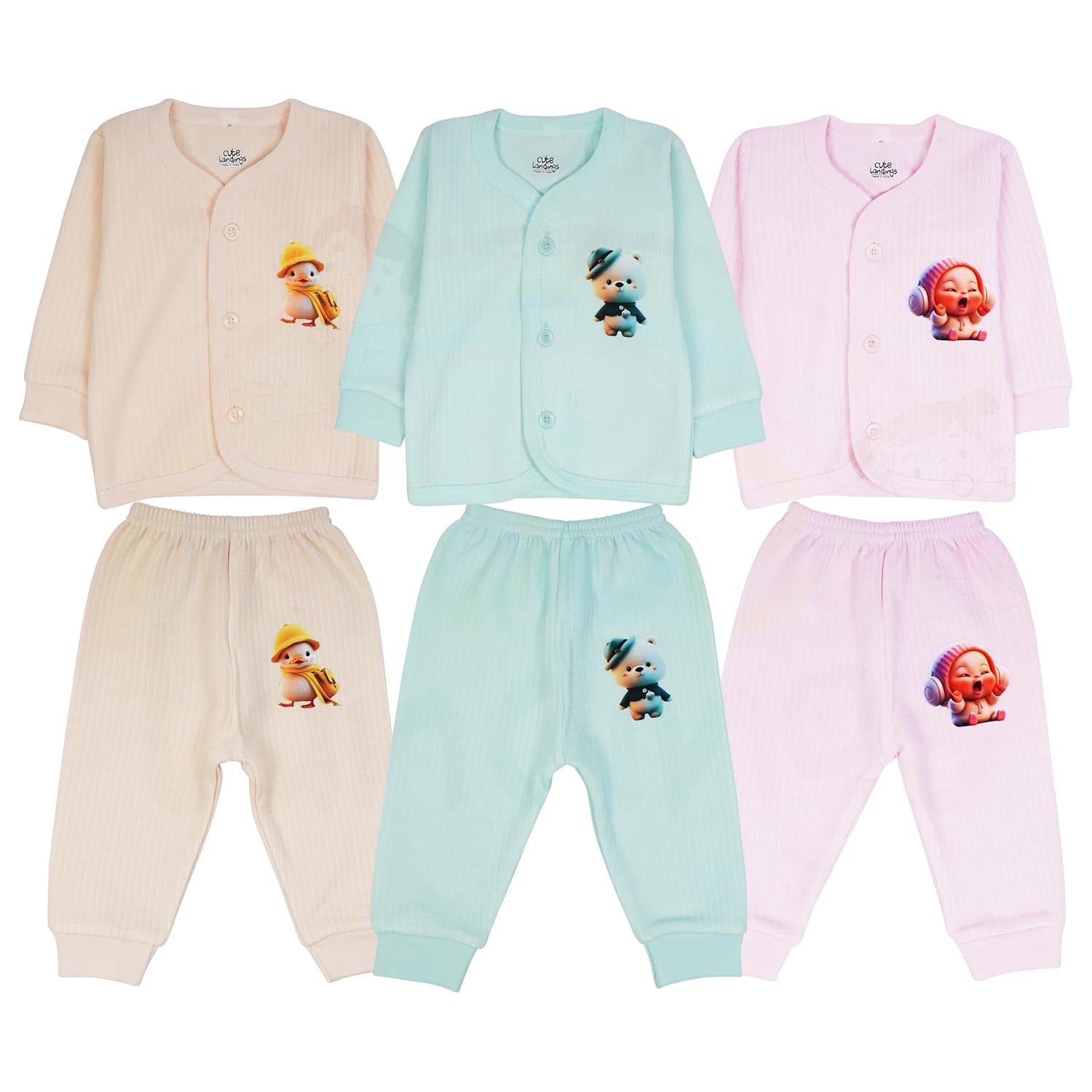 CUTE LANDINGS 0-3|3-6|6-9 & 9-12 Months New Born Baby Girls and Boys Front Open Full Sleeves Hosiery Jhablas and Rib Pajam... - Review, Price and Buying Guide