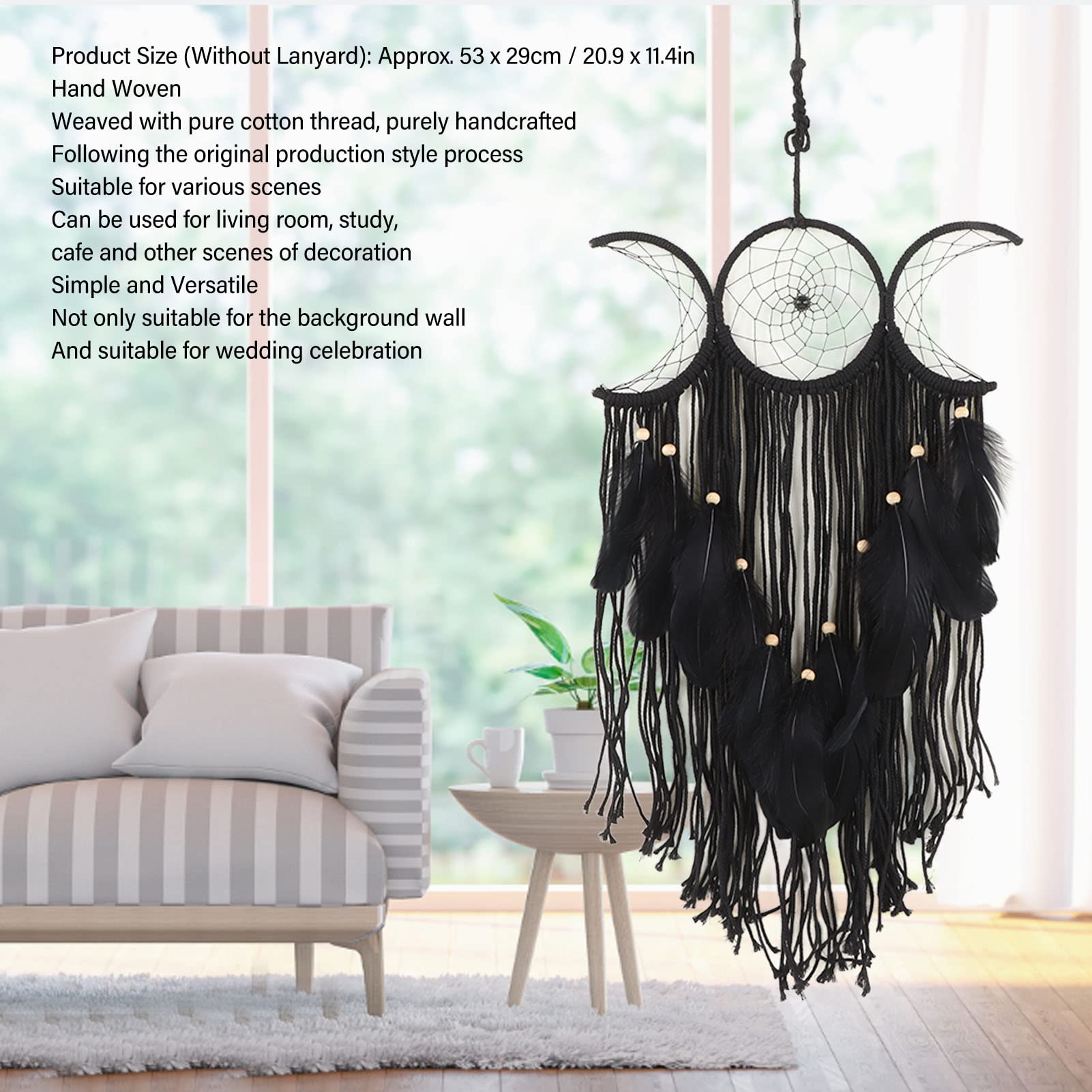 OUKENS Dream Catcher, Tassels Dream Catcher Wall Decor, Hand Woven Minimalist Home Wall Decoration for Living Room Study Cafe Bedroom(Black)