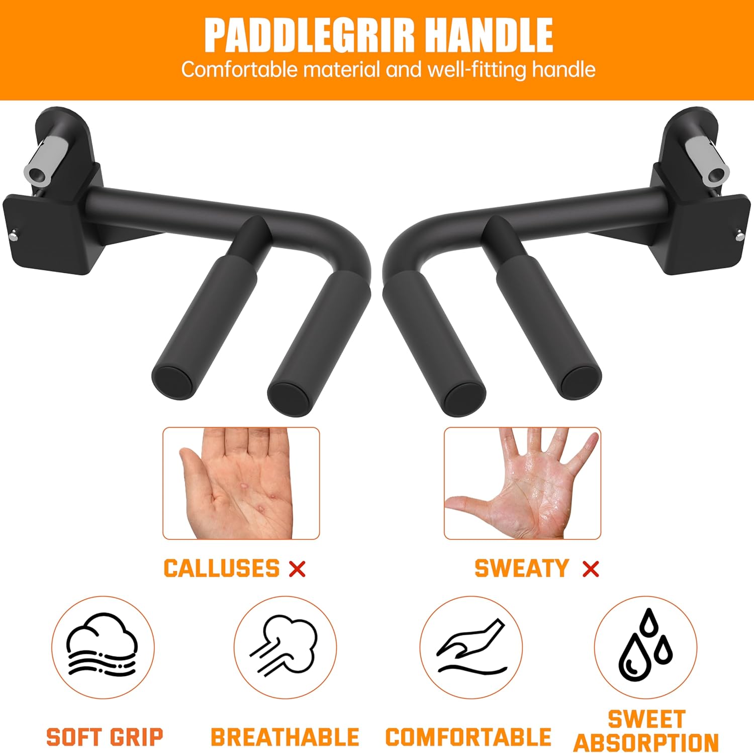 Muti-Grip Dip Bars Attachment for Power Cage with 5/8" or 1" Hole, Non-Slip Wide & Narrow Grip Dips Double Handles, 600 lbs Capacity, Squat Rack Attachment for Dips, Inverted Rows, Push-Ups