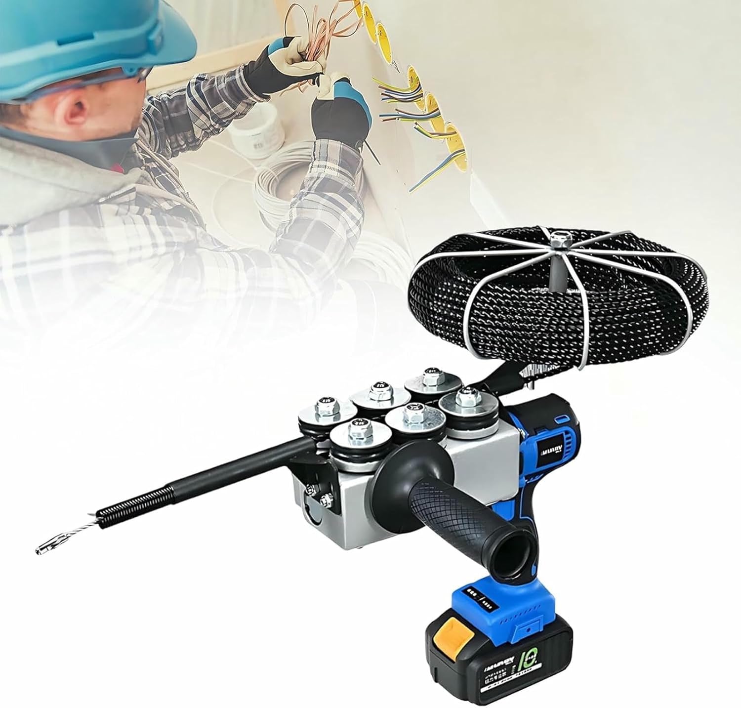 Automatic Fish Tape Tools, Wire Threading Machine, Electric Cable Lead Pipe Wearer, for Behind Walls Electrical Pulling in Home and Office Gardens