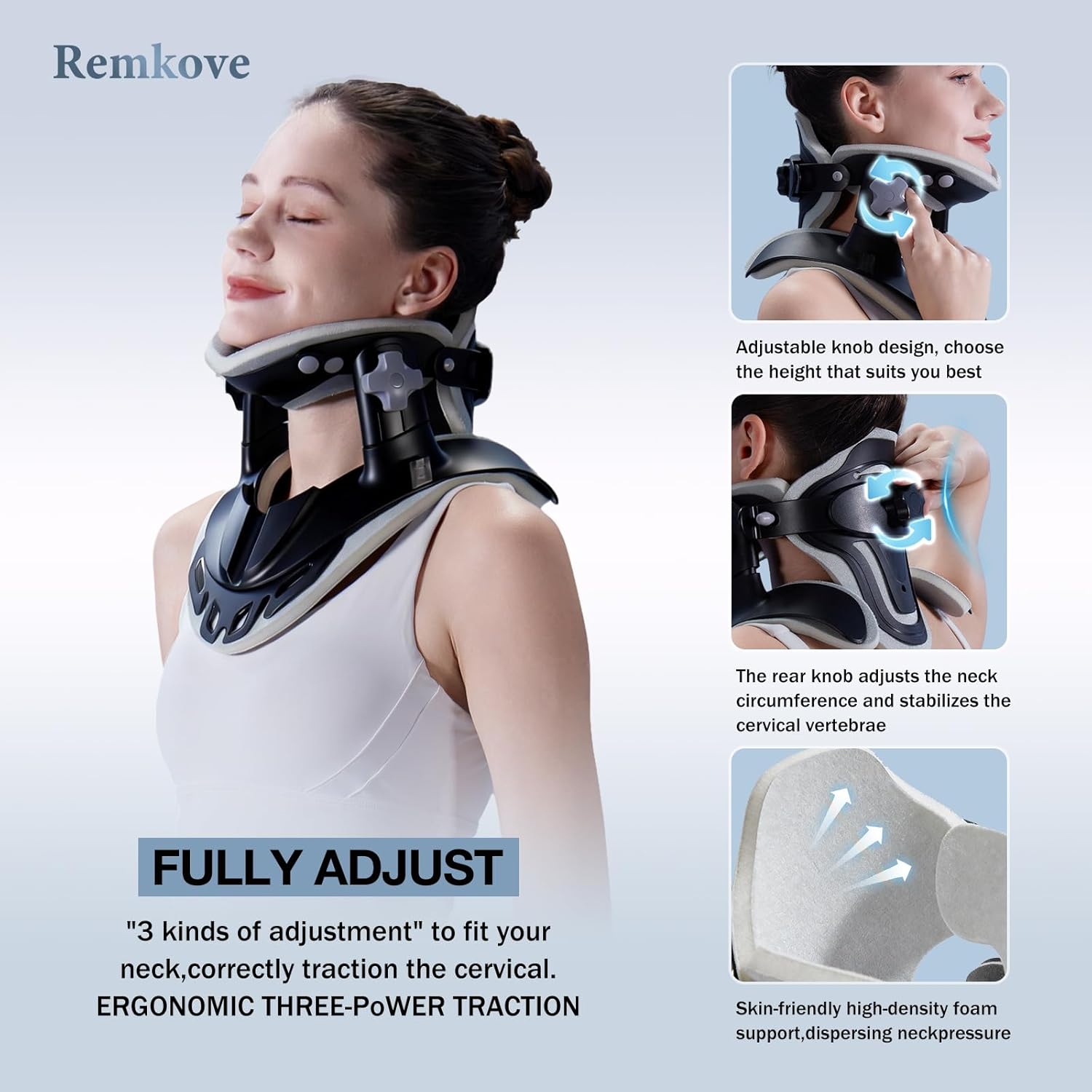 Neck Stretcher Cervical Traction, Adjustable Neck Traction Device, Neck & Shoulder Pain Relief, Neck Brace for Improved Spine Alignment, Used for Home, Office, Outdoor (Black) - Image 2