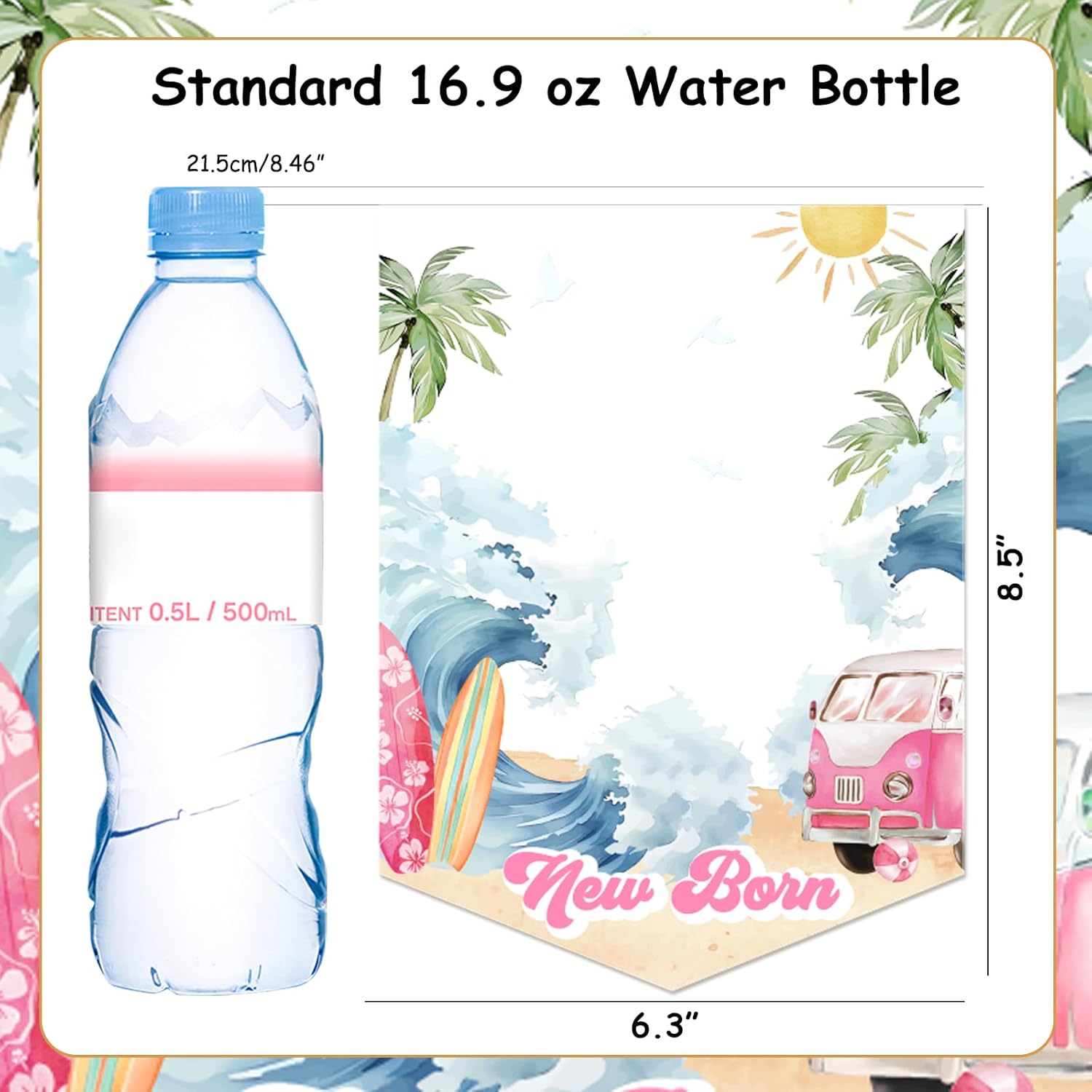 Surf Photo Banner for Girl - Surfing 1st Birthday Decorations, Surf First Birthday Baby Photo Banner for Newborn to 12 Months