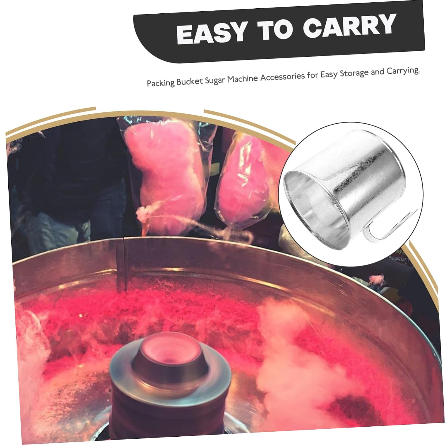 Unomor Packing Tool Packing Bucket Accessories Metal Ring for Cotton Candy Machine Sugar