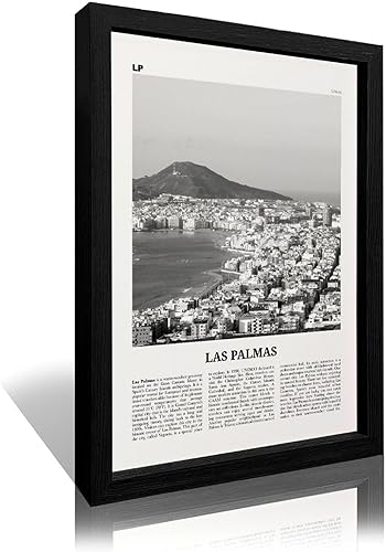 Impresión de Las Palmas en blanco y negro, Las Palmas Gran Canaria, España, España, Paisaje urbano, arquitectura famosa, obra de arte, arte de