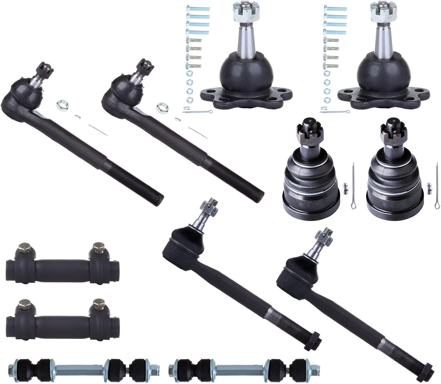 SCITOO 12pcs Front Suspension Kit Tie Rod Ends Front Sway Bar End Links Ball Joints Adjusting Sleeve for Chevrolet C1500 C2500 Tahoe for GMC C1500 C2500 ES2837RL K6445 ES2836RL K5252 K6292 ES2004S