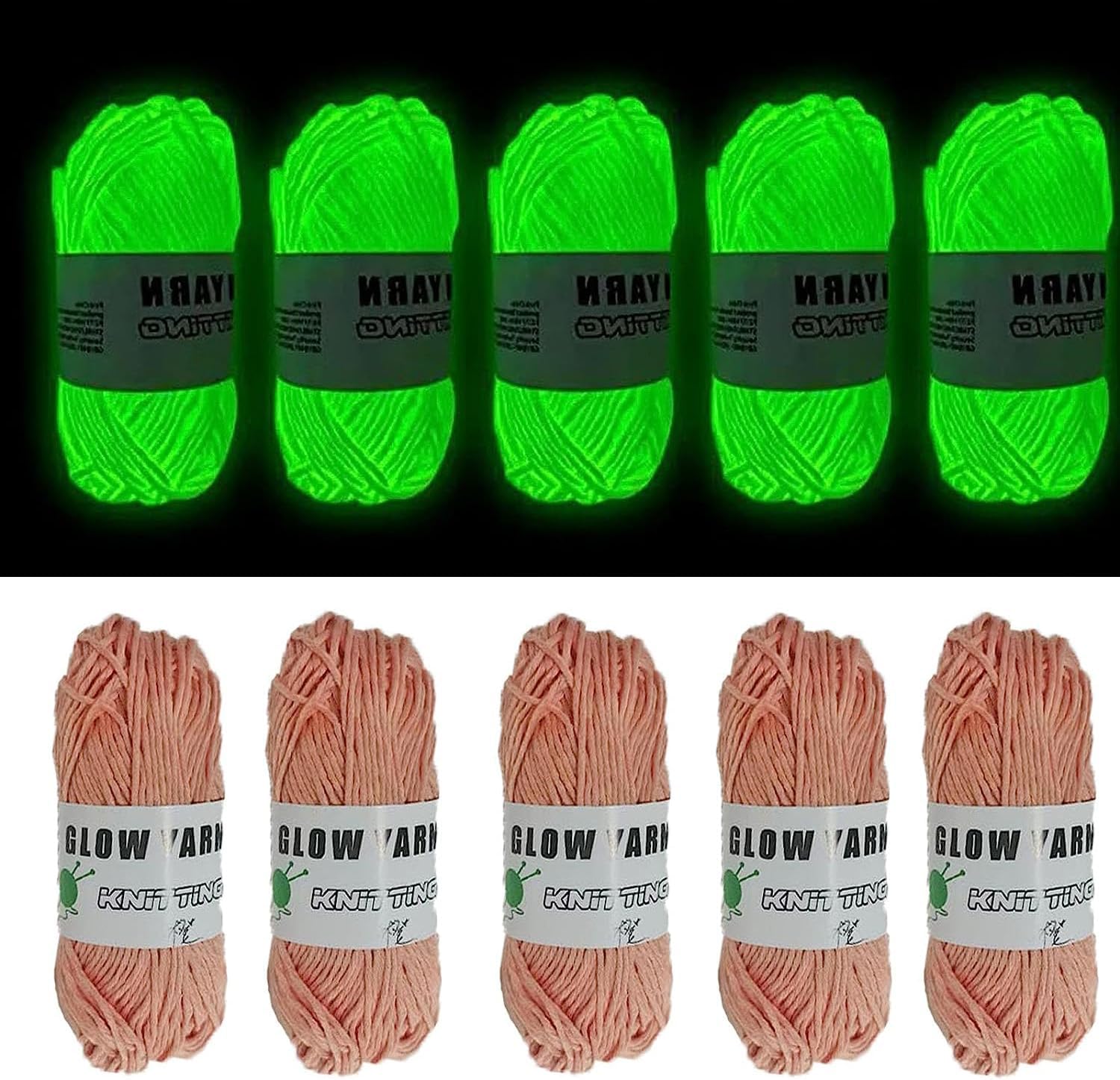 5 Rolls Glow in The Dark Yarn for Crochet, 2025 Glow Yarn for DIY Holiday Gifts, Scarves, Shawls, Sweaters, Hats (5Rolls White)