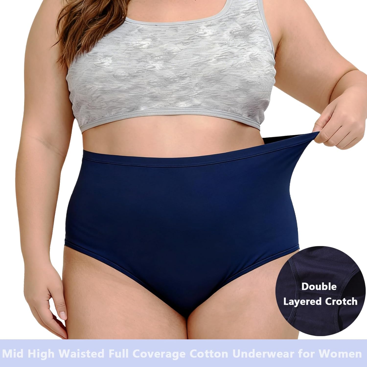 Women’s Plus Size Cotton Underwear Ladies Panties XL-5XL 6-Pack Mid Waist Briefs for Women - Image 4