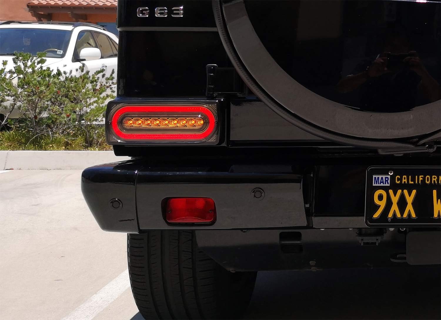iJDMTOY Red Lens Dynamic Sequential Blink Laser Style Full LED Turn Signal Light Tail Lamps Compatible With 1999-18 Mercedes W463 G-Class G500 G550 G55 G63 AMG (2019 G Design)