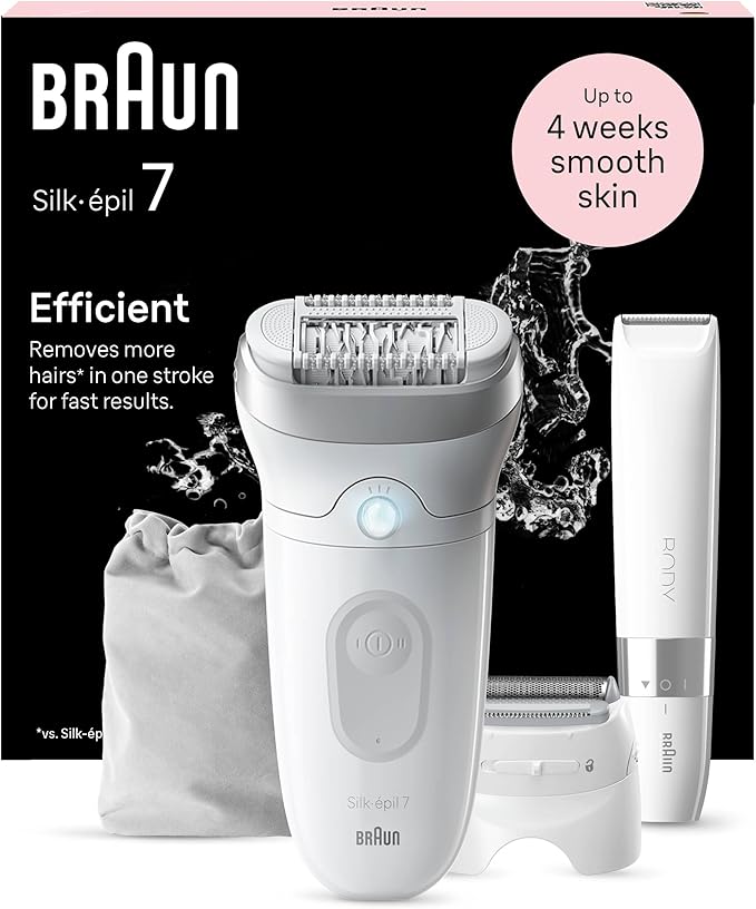 Braun Silk-épil 7 Depilatore Donna, Epilatore Elettrico Donna Con Testina Ampia Per Una Epilazione Semplice, Wet & Dry, Pelle Liscia a Lungo, Con Testina Per Rasoio Donna