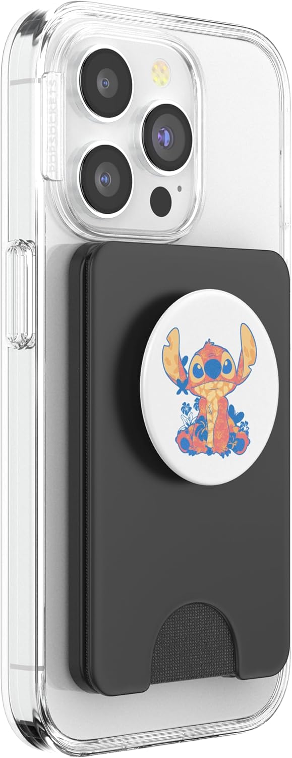 Disney Lilo & Stitch in Hawaiian Floral Print PopSockets PopWallet for MagSafe