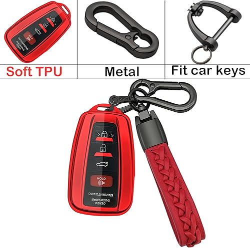 Miniatura 6 de Compatible con funda para llavero Toyota, estuche con llavero, TPU suave protección de 360 grados estuche para llave para 2018-2022 Camry RAV4