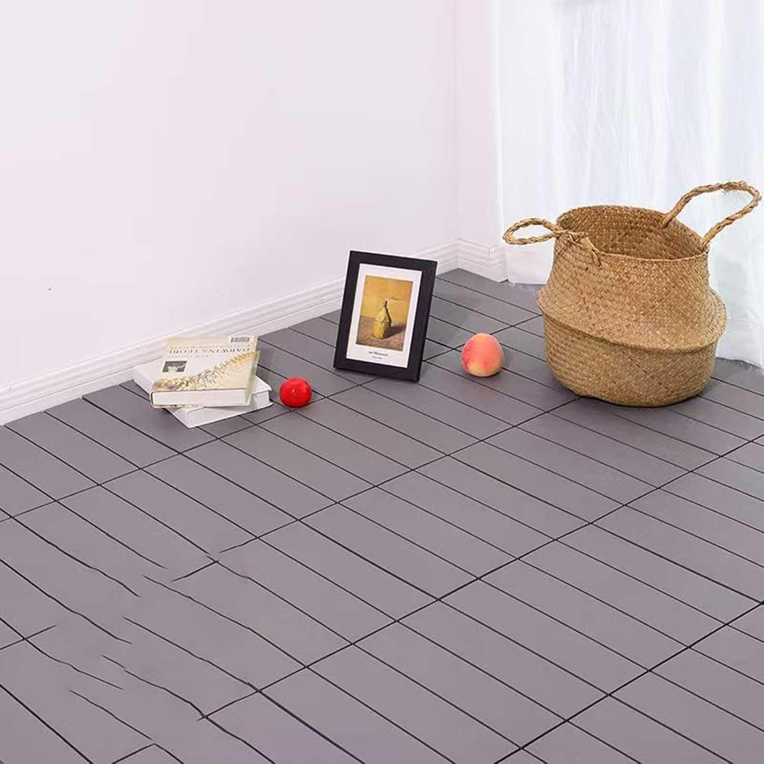 XAZLBIW 30x30cm WPC Decking Tiles, Wood Plastic Composite Interlocking Flooring Weather Resistant, Anti-Slip and Great Drainage B 22pcs