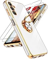 Vista 60 de LeYi para Funda de Teléfono Samsung Galaxy A13-5G: Protector de Pantalla de Vidrio Templado, Soporte Magnético Giratório de Anillo 360°, Borde Negro