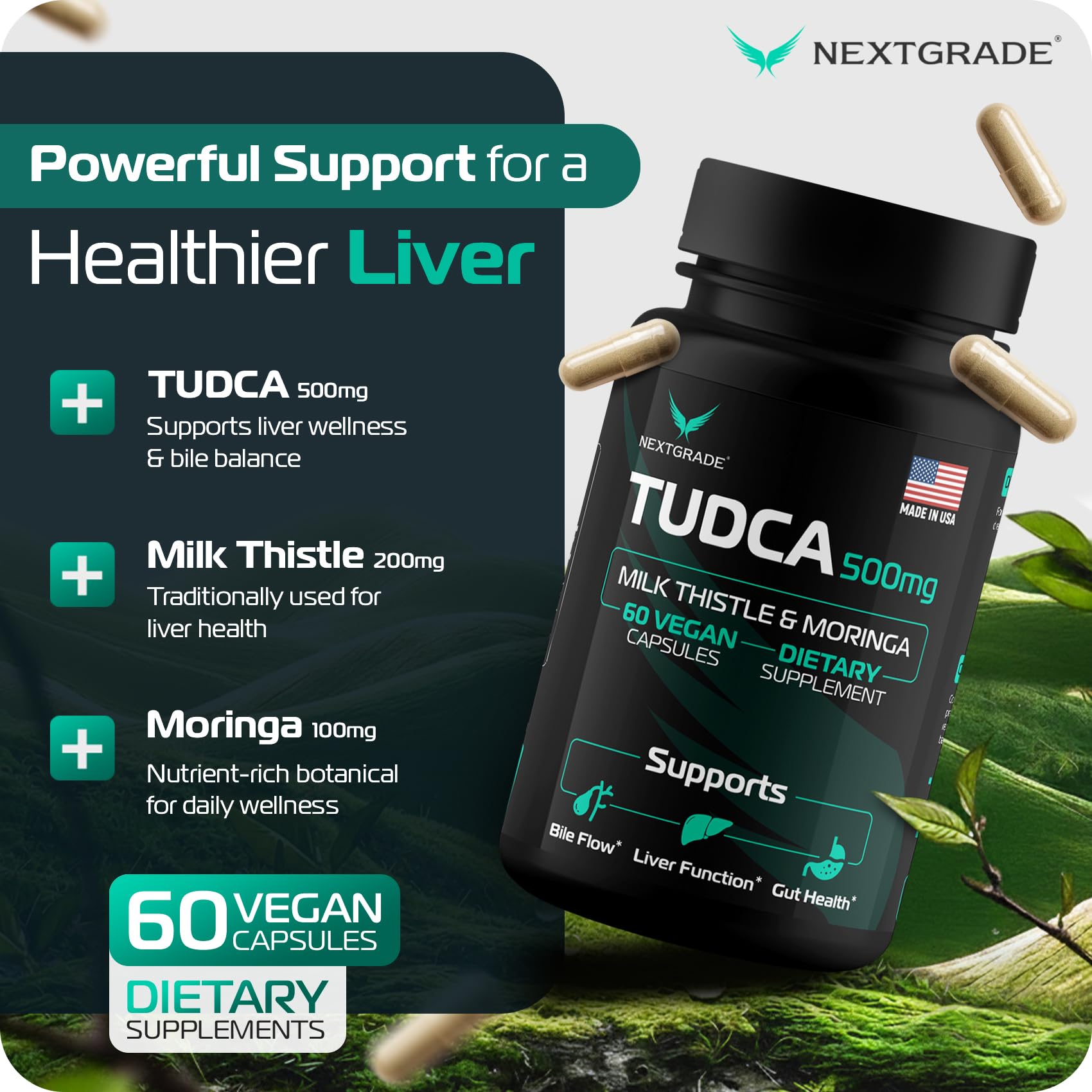 TUDCA Liver Support Supplement 500mg – Bile Salts, 60 Capsules — Amazon image 5