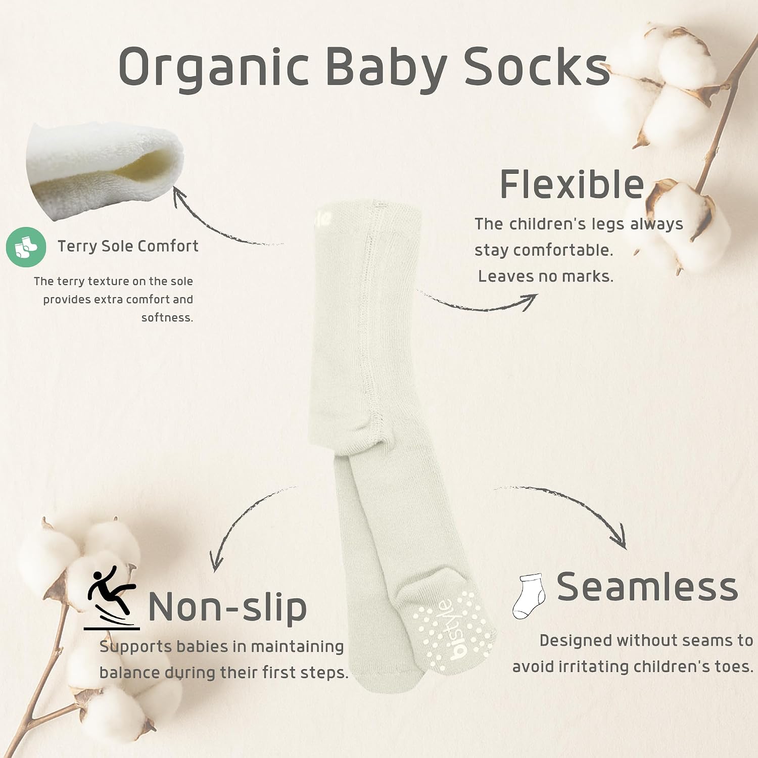 bistyle Baby Girls Tights Thick Leggings Soft | Warm Organic Cotton Stockings Non Slip Pantyhose | Newborn Infant Toddler