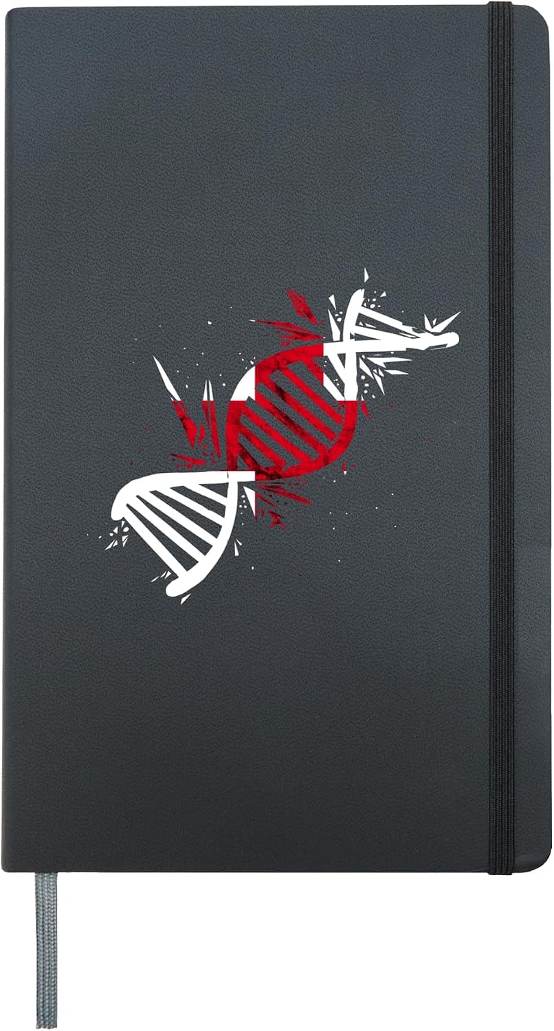 England DNA Molecule English Roots England Flag English Hardcover Journal, Black