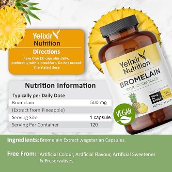 Bromelain Capsules, 120 Count, 2400 GDU/g Strength | High strength bromelain enzyme from pineapple extract with 2400 GDU/g in vegan capsules for everyday supplementation