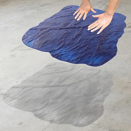 Miniatura 6 de Sellos de hormigón con textura de hormigón azul, patrón de pizarra, herramienta de estampado de molde a presión con recortadora de bordes para