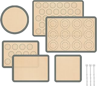 Silicone Baking Mat Set of 6, Silicone Mats for Baking, Baking Sheets No...