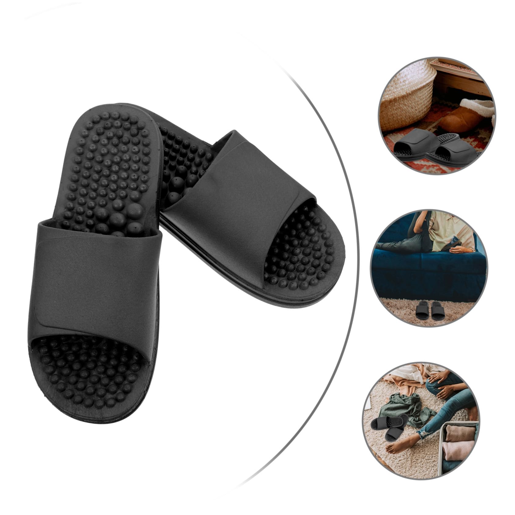 WOONEKY Ciabatte da Doccia Massaggio Unisex Nere, Taglia 42 43 in Pvc