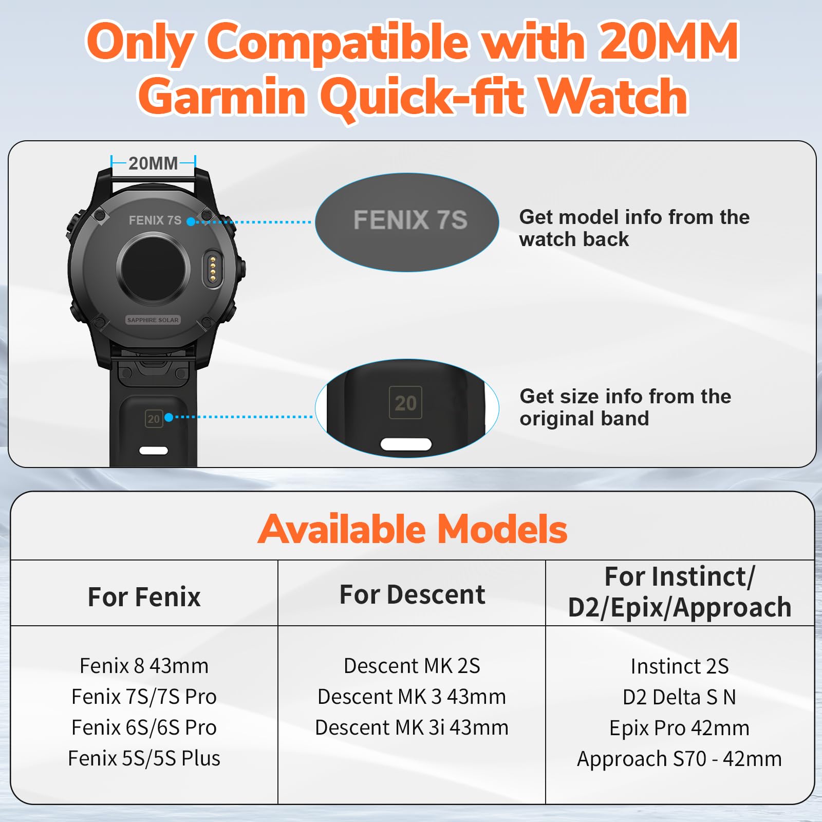 ZoRoll Armband QuickFit 20 mm, compatibel met Garmin Fenix 8 43 mm/Fenix 7S Pro Solar/7S/6S/6S Pro/5S, roestvrijstalen reservearmband, mesh, metalen horlogeband voor Garmin Descent Mk3S/Mk2S, roségoud