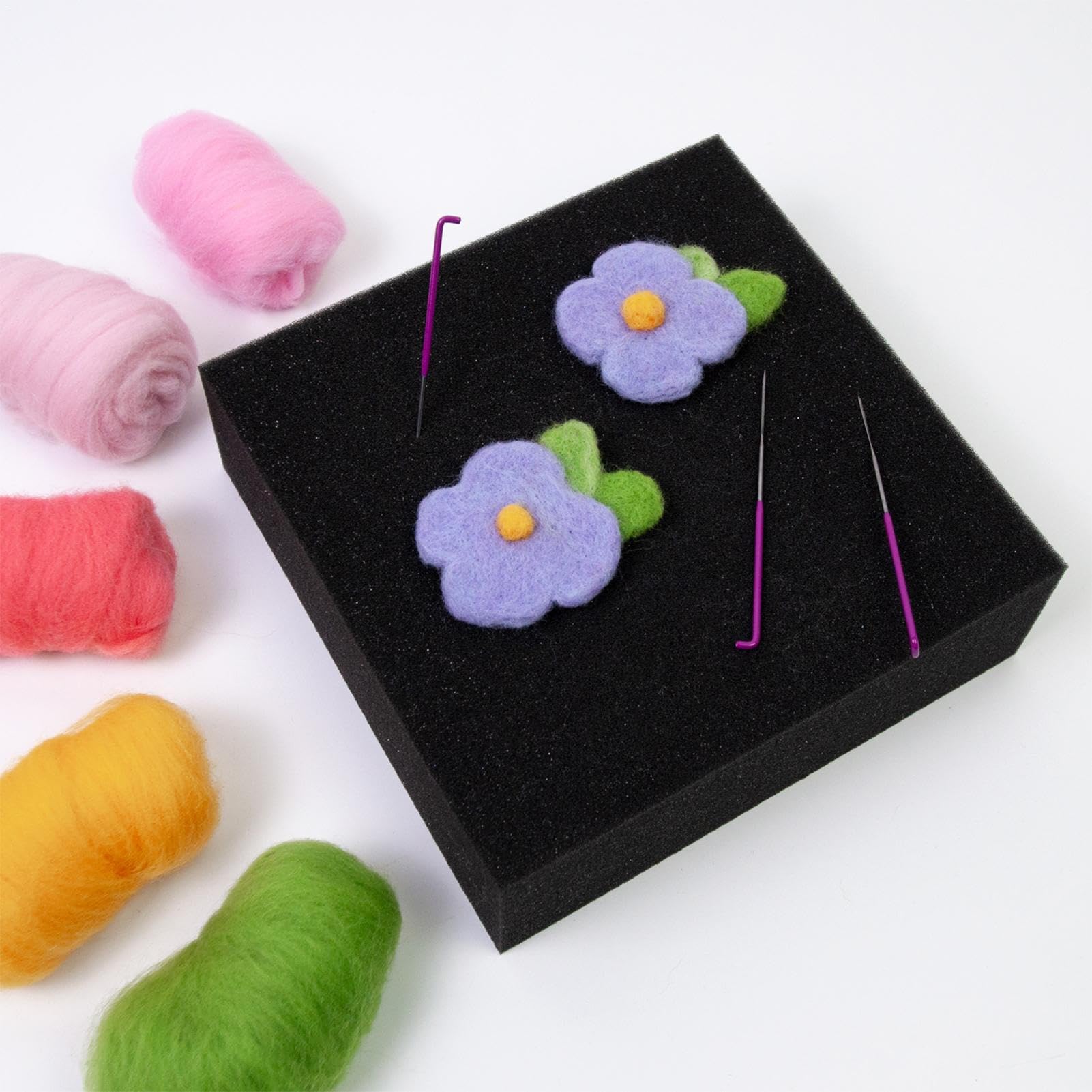Générique Support D'Aiguille Pour Feutrage – Éponge Haute Densité 16x16x5cm | Tapis Pour Laine Cardée | Coussin Pouxr Artisanat Manuel Projets Créatifs Et Entraînement Quotidien Au Feutre