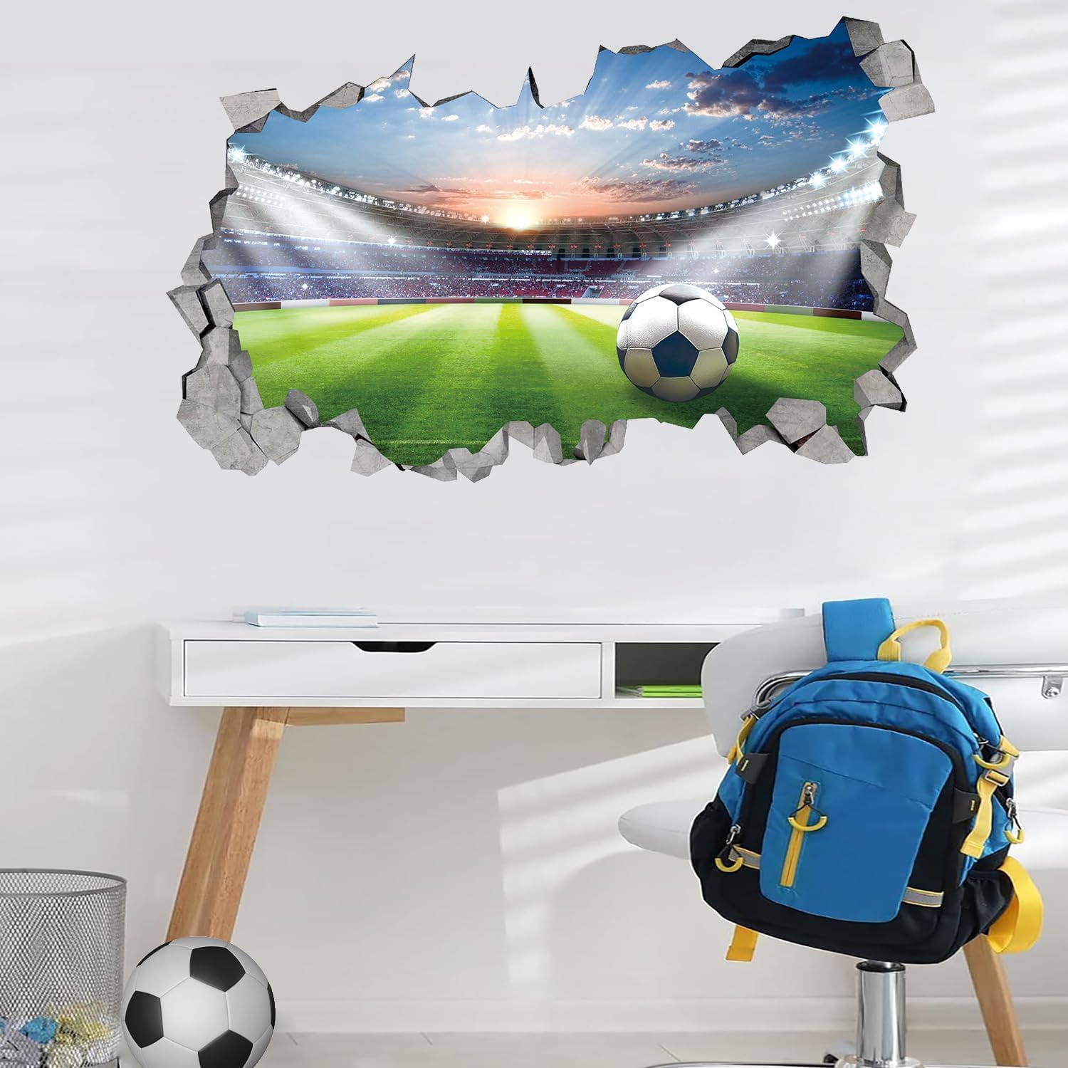 KAIRNE Large 3D Football Stadium Wall Sticker, Football Wall Stickers for Boys Bedroom & Nursery - Image 3