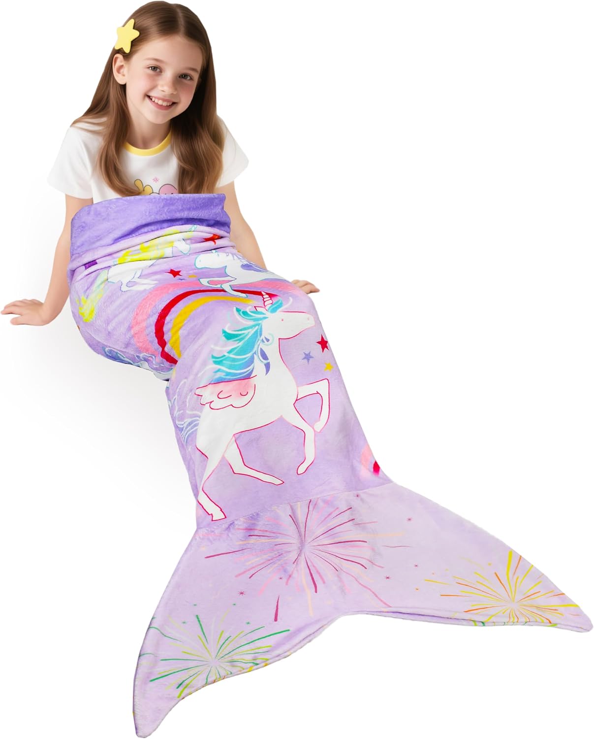 Catalonia Kids Mermaid Tail Blanket, Flannel Wearable Blanket for Girls | Fish Scale Pattern, Fits Ages 3–14, Cozy for Sleeping, Reading and Movie Time, Birthday and Holiday Gift for Daughters