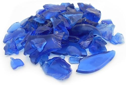 2 libras (alrededor de 4 tazas) Piezas de cristal decorativas de color azul para manualidades de playa, mosaico, relleno de jarrón y dispersión de