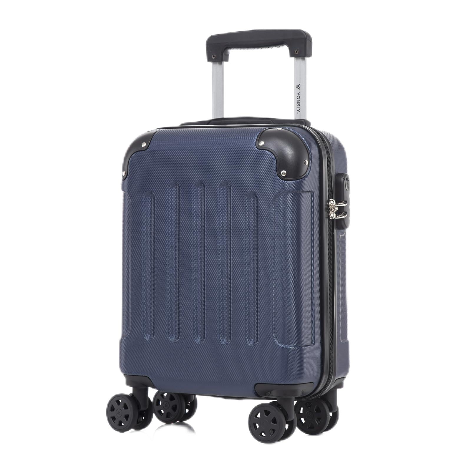 yonsly Koffer Suitcase, Trolley Reisekoffer, Rollkoffer Handgepäck mit 4 Rollen 360°, ABS Hartschalen, Sicherheitsschloss, Weicher Gummigriff, 210D-Futter