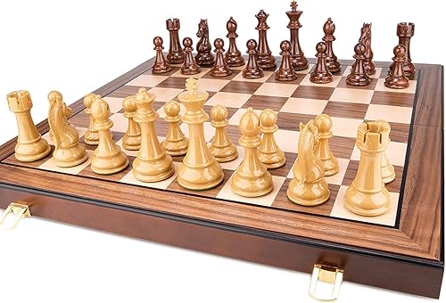 Miniatura 7 de AMEROUS Piezas de ajedrez ponderadas de alto polímero con tamaño King de 4.25 pulgadas, 2 reinas adicionales, paquete de regalo, juego de ajedrez