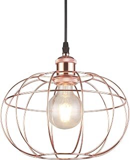 GTV Pendelleuchte VIELA - Hängeleuchte Kugel aus poliertem Kupfer, Ø27,5 cm, Loft & Glamour Design, dekorative Deckenlampe, E27 Fassung einflammig