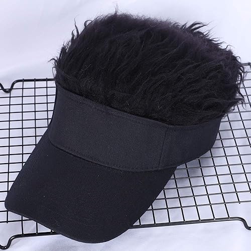 Miniatura 8 de Gorra de visera para el cabello con pelo falso, visera de peluca para hombre, divertidos sombreros de golf, peluca falsa, visera para el cabello