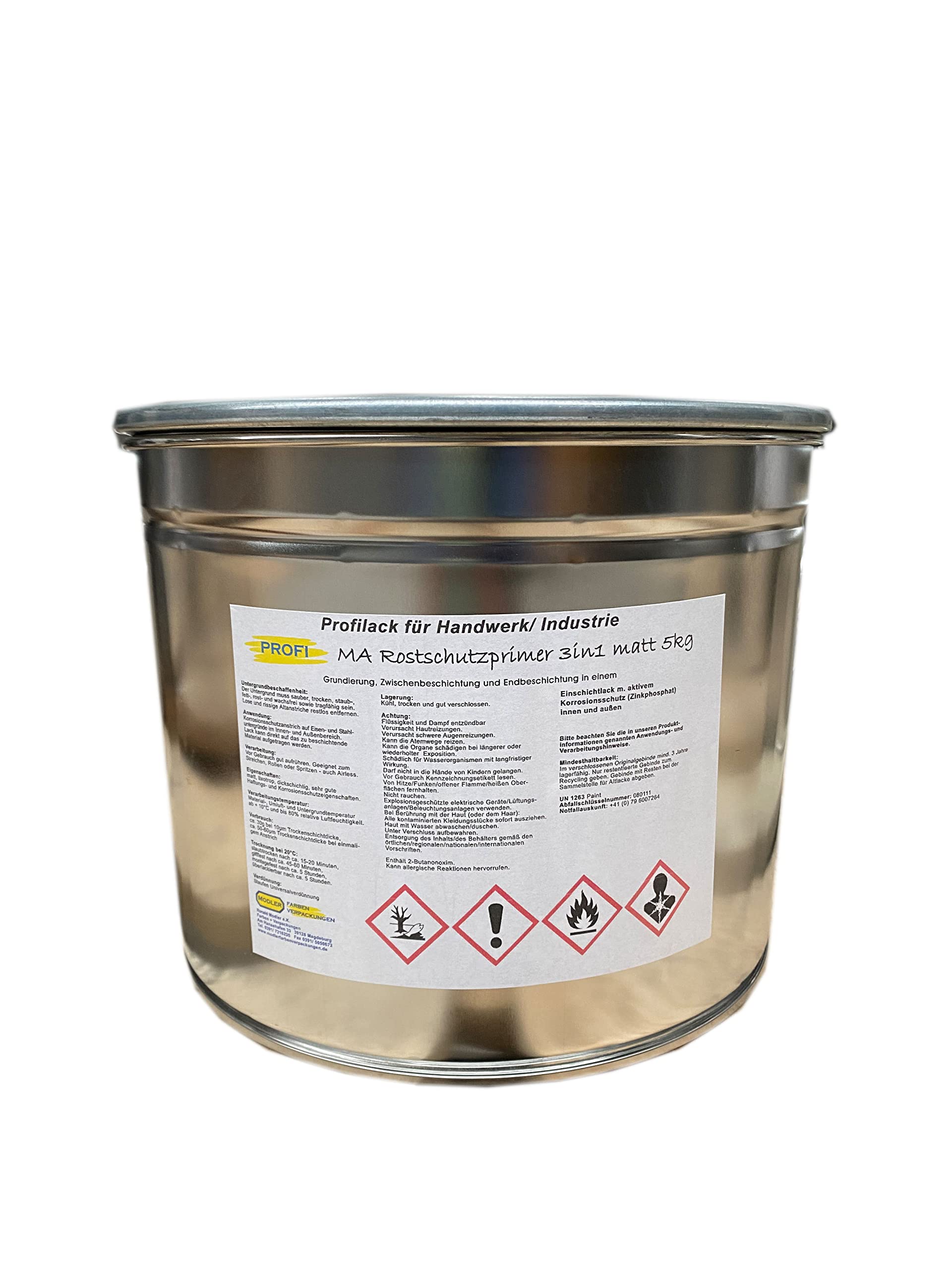 PROFI Rostschutz Primer 3in1 Grundierung 5 kg matt in Grau RAL 7030 (Steingrau)